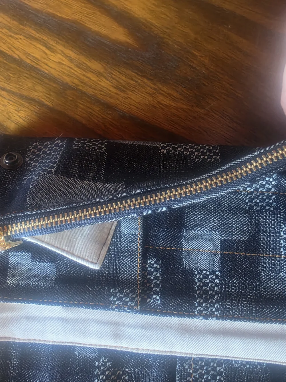 Navy Check Zip Pencil Case Pouch - NWOT
